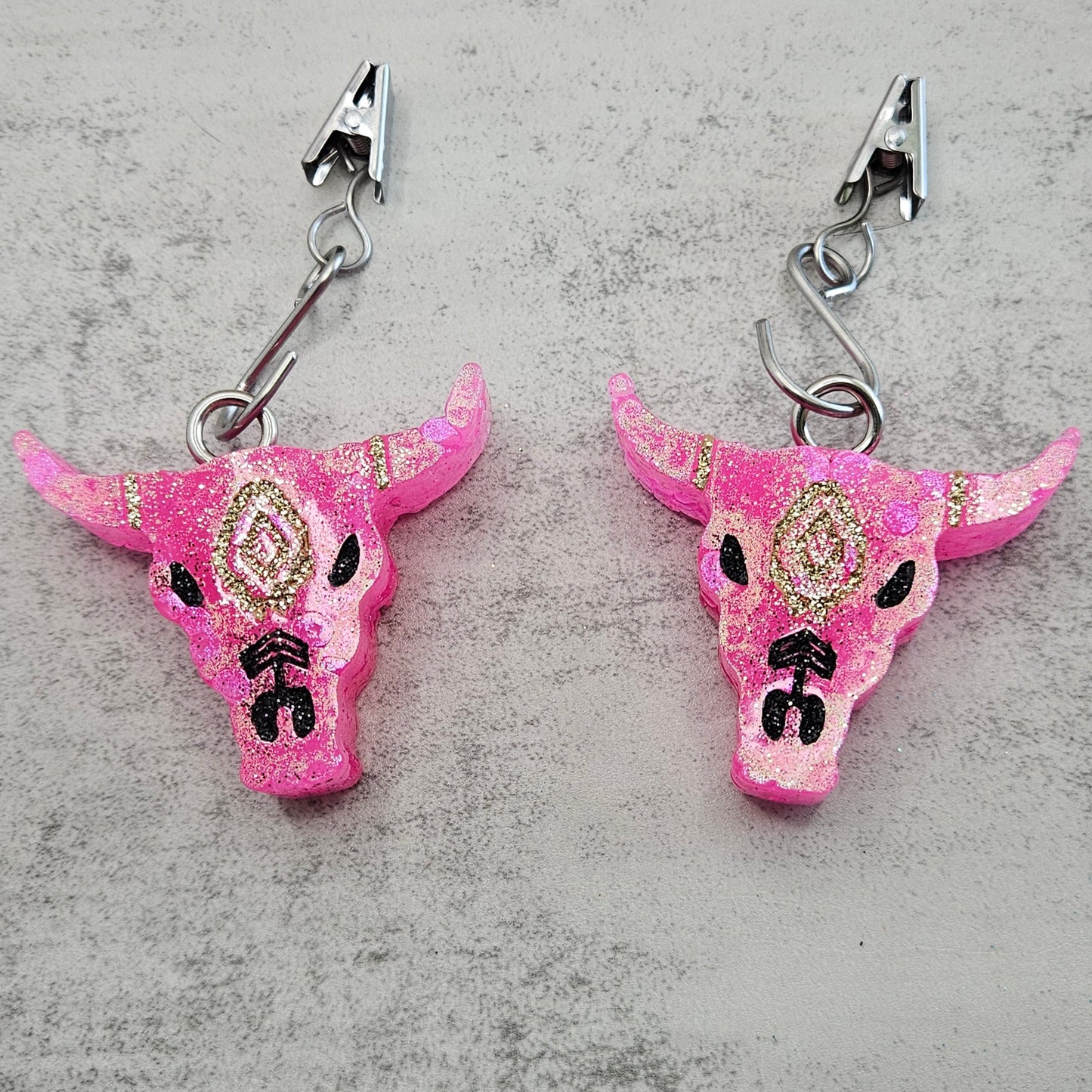 BULL SKULL Set of Vent Clips COCO HIBISCUS